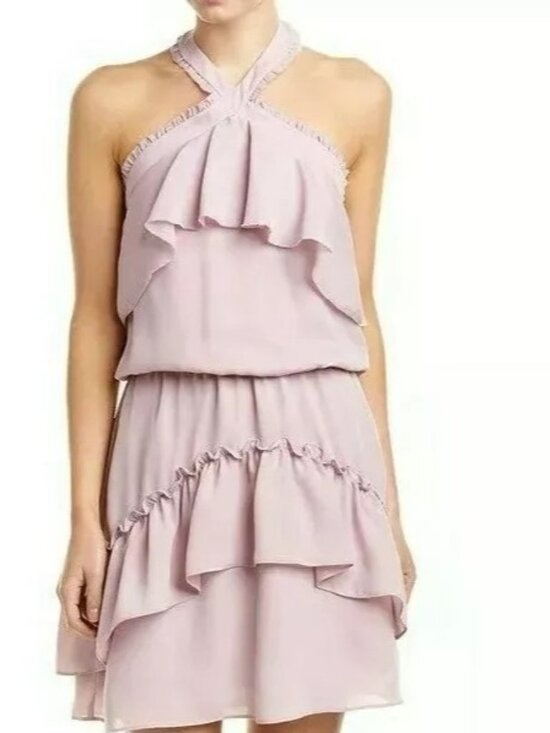 Parker Dresses & Skirts - Parker Size S NWT Dusty Blush Pink Sleeveless Ruffle Tiered Halter Mini Dress